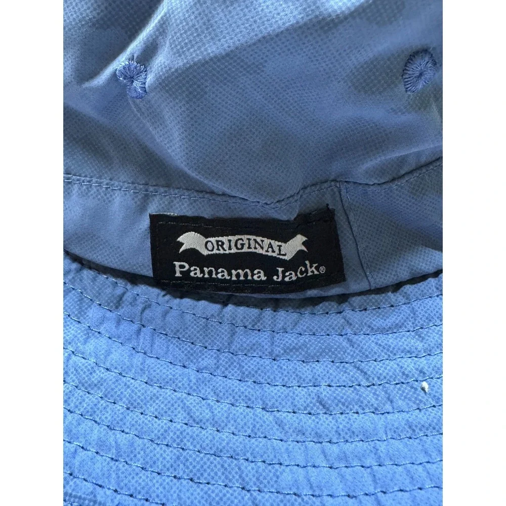 Original Panama Jack Boonie Bucket Hat Unisex L Blue Adjustable Strap Wide Brim‎